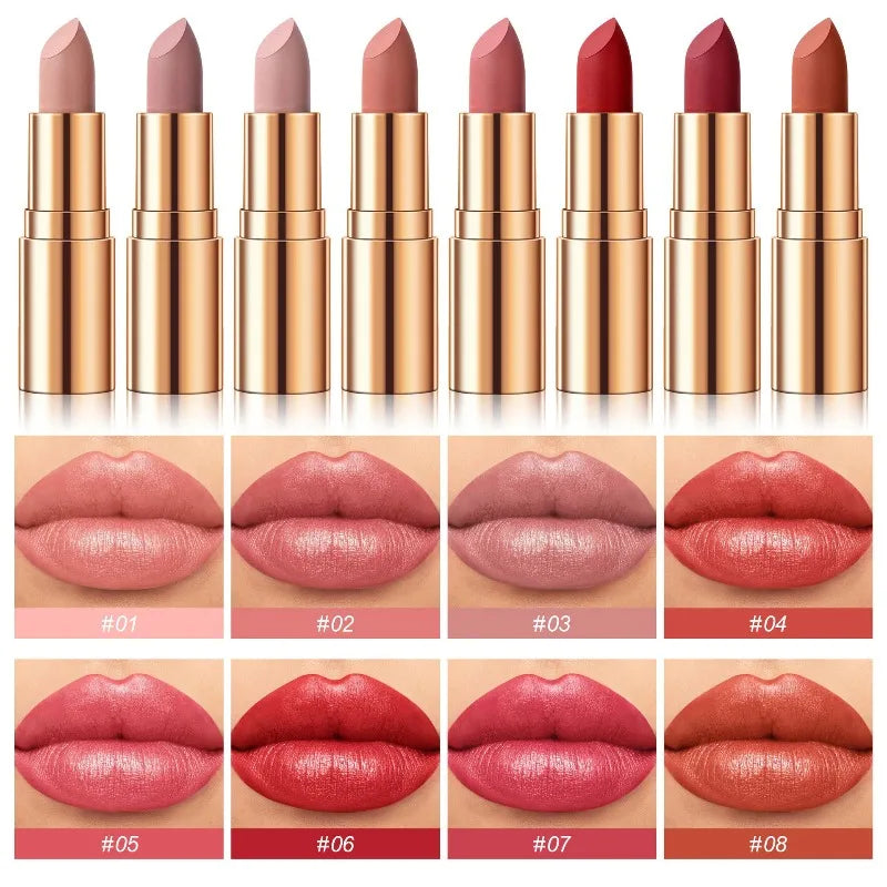 Long Lasting Hydrating Lipstick - All Day Moisturizing Waterproof Lip Color, Rich Pigment for Daily Natural Makeup Cosmetics Qme
