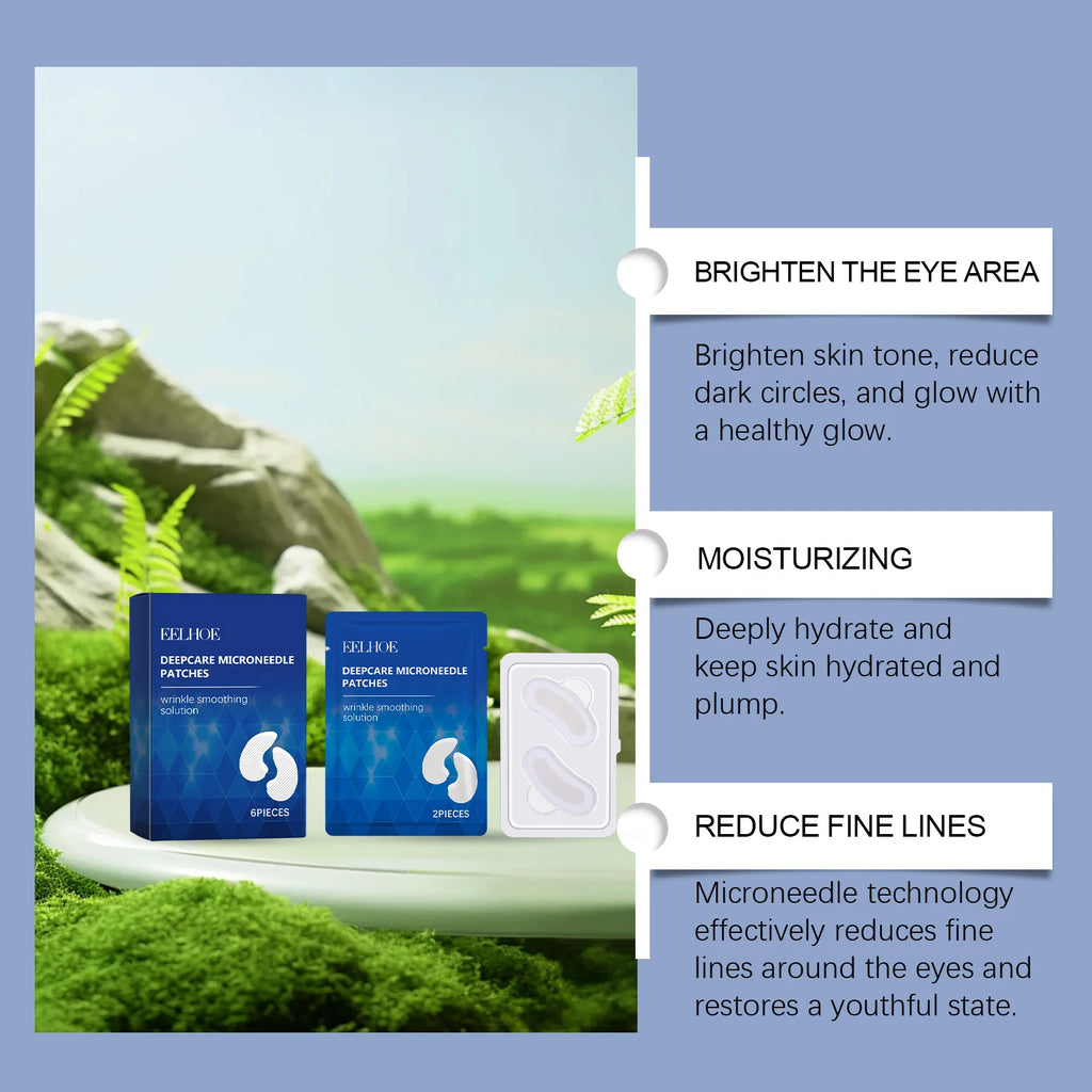 0.25mm Hyaluronic Acid Microneedle Patches Reduce Dark Circles Improve Eye Bags Puffiness Hydrating Anti-Aging Eye Care Qme