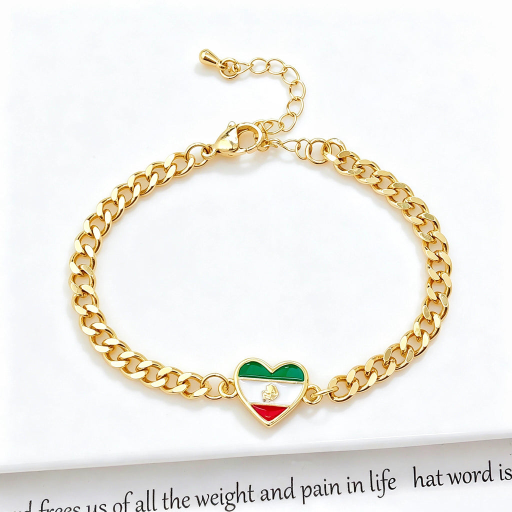 Classic Enamel Art Gold Plated Venezuela Colombia Flag Cuban Chain Bracelet for Men Women Holiday Anniversary Jewelry Fine Gift Qme 10