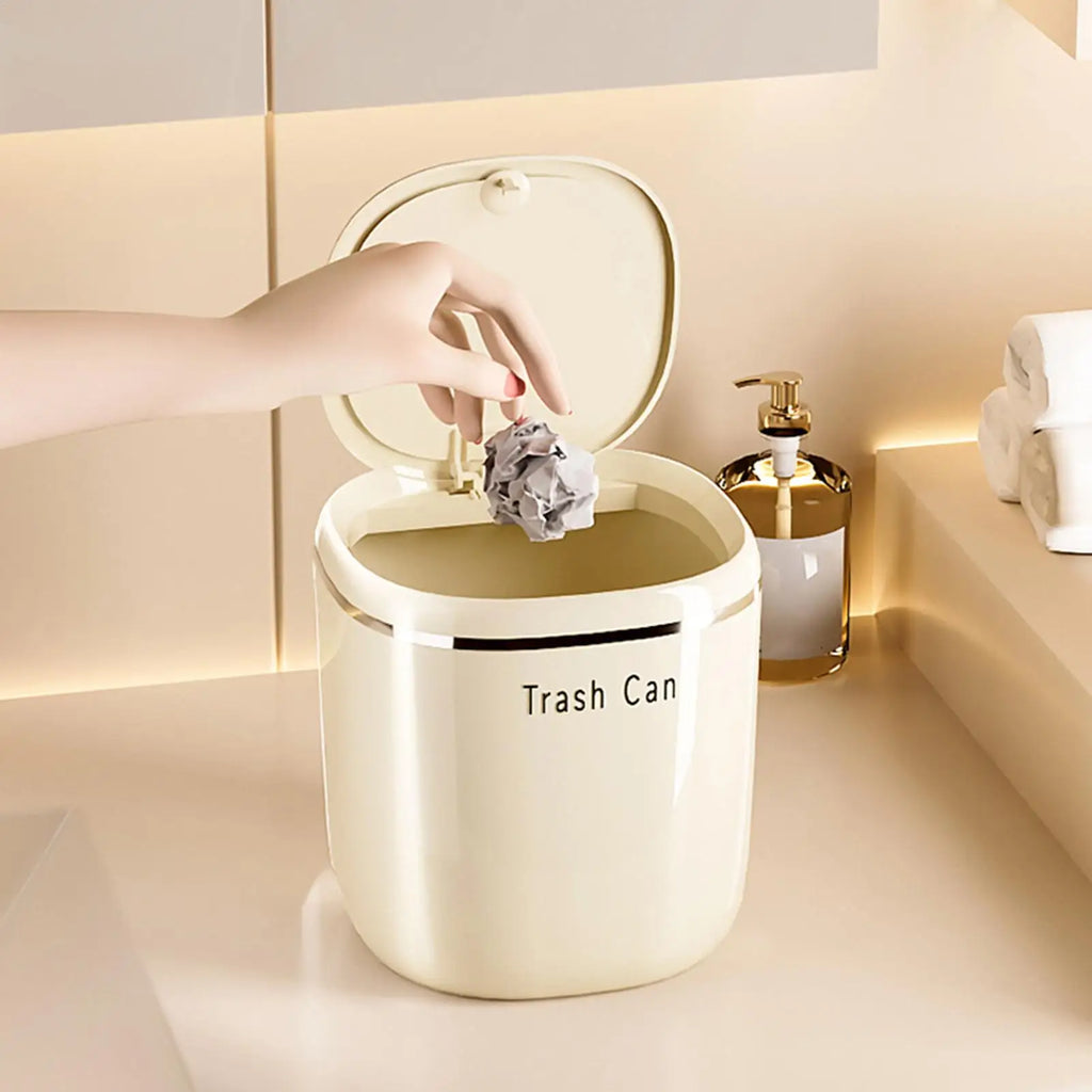 Mini Desk Trash Can 2.6L Mini Waste Bin Basket Makeup Tabletop Trash Can for Bathroom Kitchen Bedroom Dorm Room Car Indoor Qme