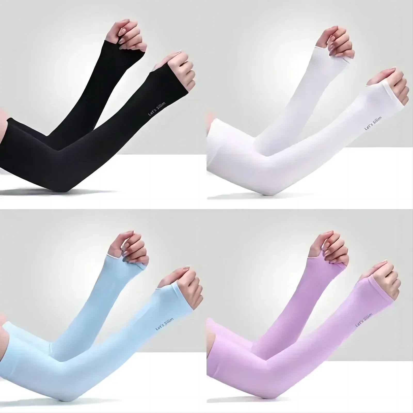 1 Pair Ice Silk Sun Protection Arm Covers Unisex Elbow Cover Outdoor Cycling Running Fishing Driving Cool Anti-UV Arm Sleeves Qme