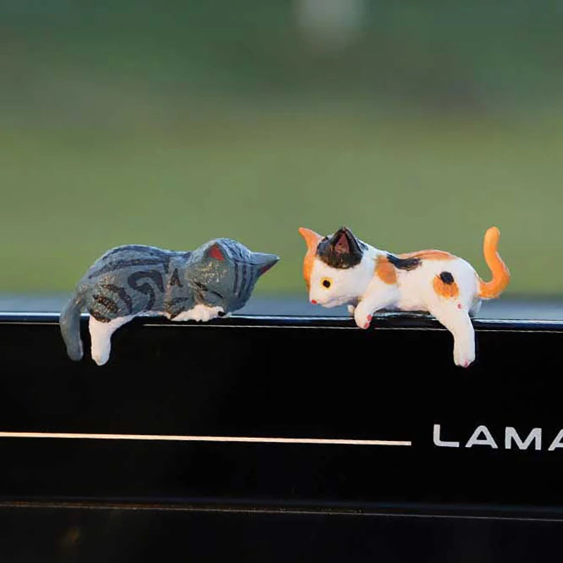 Cute Mini Cartoon Car Cat Ornaments Screen Edge Decoration Micro Qme