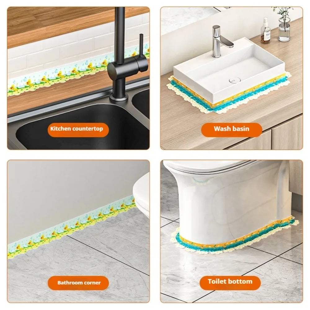 7.5cm Width Bathroom Sealing Tape 1.5m Self Adhesive Waterproof Toilet Caulk Tape PVC Kitchen Oil-Proof Sink Edge Corner Strip Qme