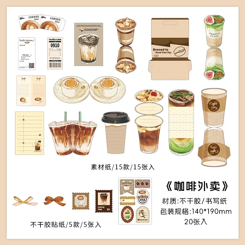 20 pcs Plant Flower Leaf Decorative Sticker Hand Account Material Sticker Pack For Scrapbooking Label Diary Stationery Stickers Qme B2