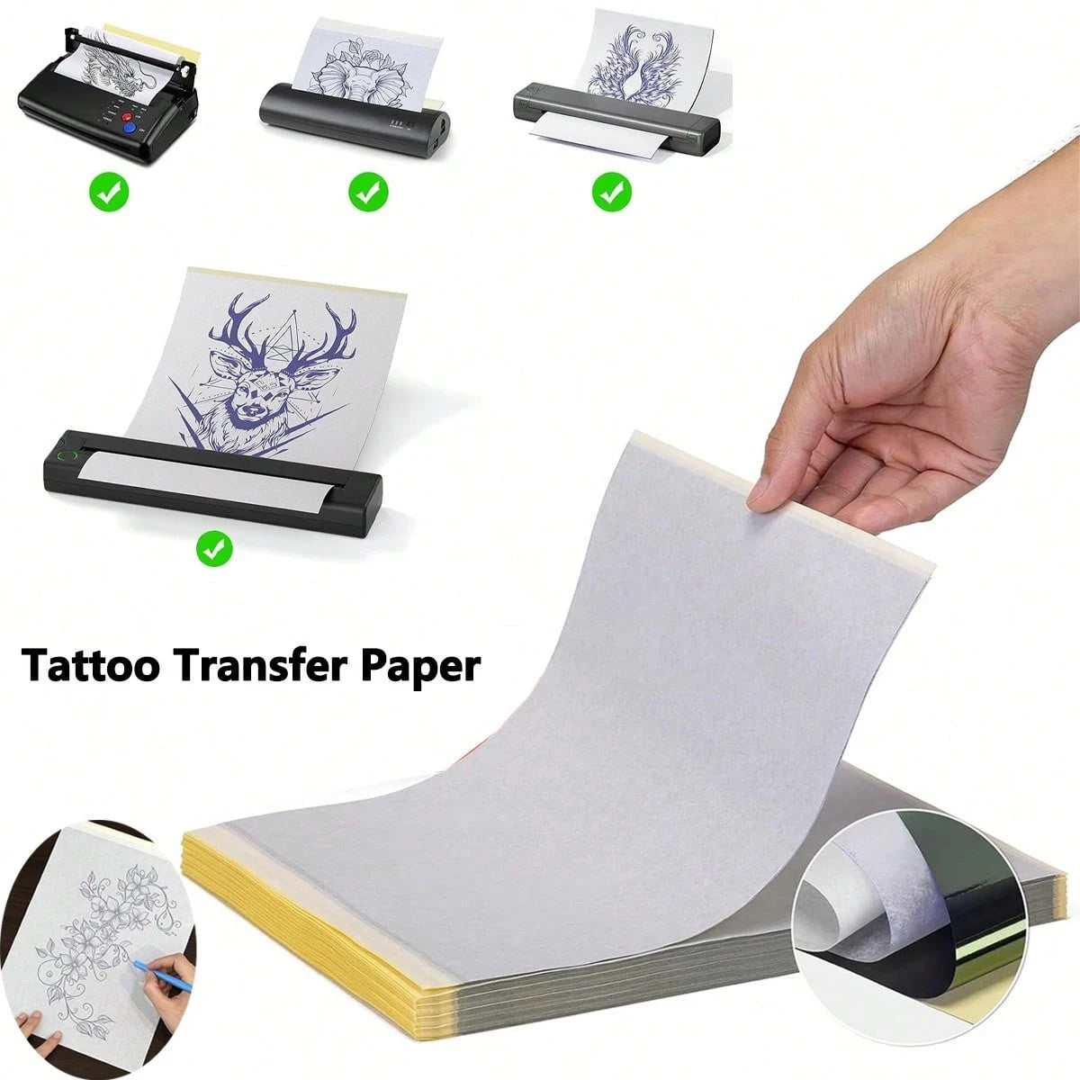 200 100 50 10 Tattoo Transfer Paper A4 Template 4-layer Consumables Qme