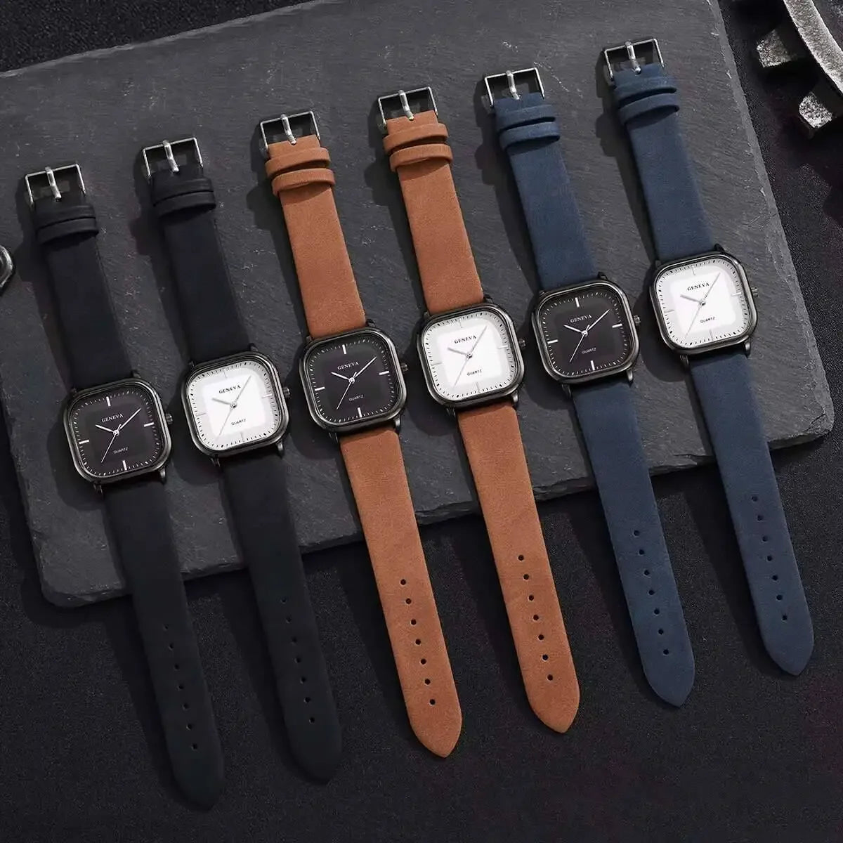 Watch Fashion, Simplicity, Trendy, High Aesthetics Exam, Square Silent Quartz Watch for Middle School Students Qme