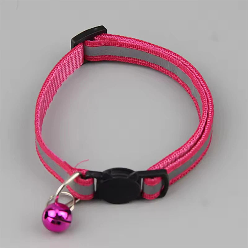 Reflective Split Type Cat Collar Colored Cat Collar Pet Kitten Product Suitable for Cats to Wear When Going Out Qme Rose red 1pcs