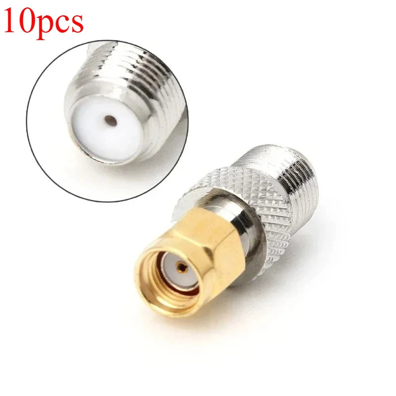 10pcs RF Coax Adapter F to SMA Plug, F Type Female Jack to SMA Female Socket Straight Qme 10pcs