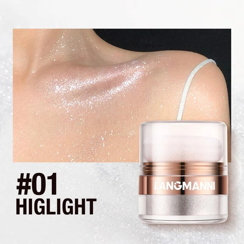 Glitter Highlighter Powder Diamond High Gloss Makeup Face Body Pearlescent Highlighter Powder Professional High Light Cosmetics Qme