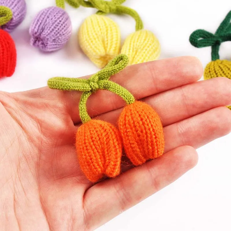 6pcs 50x50mm Tulip Knitting Flowers For DIY Hairband Pillows Bags Decorative 3D Flowers Clothing Accessories Without Gum cp3819 Qme
