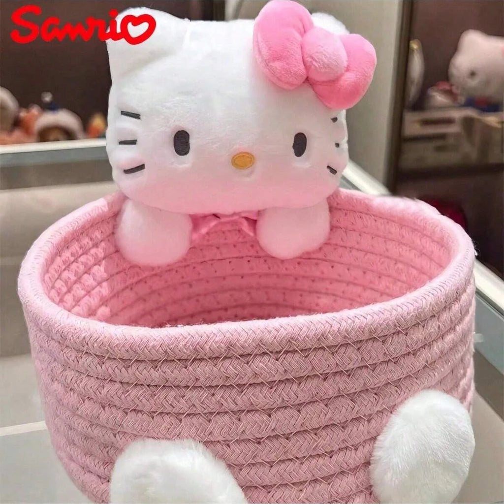 Sanrio Hello Kitty Kawaii Storage Basket Cute Cosmetics Toy Box Qme
