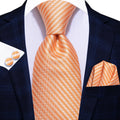 Orange Tie Men Necktie Pocket Square Cufflinks Formal Wedding Qme LDSN3862