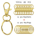 20 high-quality rotary spring hook with key ring, for key ring making kit, metal lanyard keychain hook lobster ring for key jewe Qme 20pcs Gold