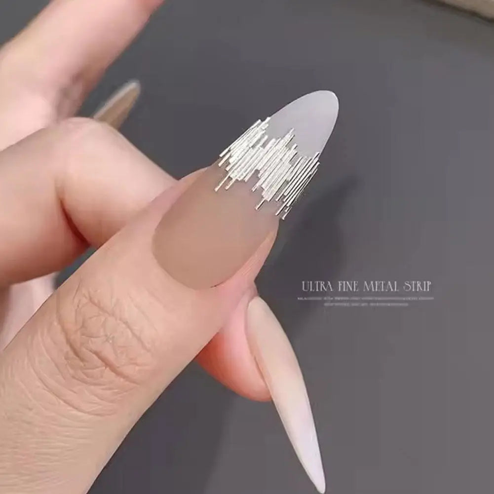 High Gloss Silver Metal Strip Nail Art Decorations Reflective Silk 3D Decorations Metal Shinny Nails Accessories Manicu Art Qme