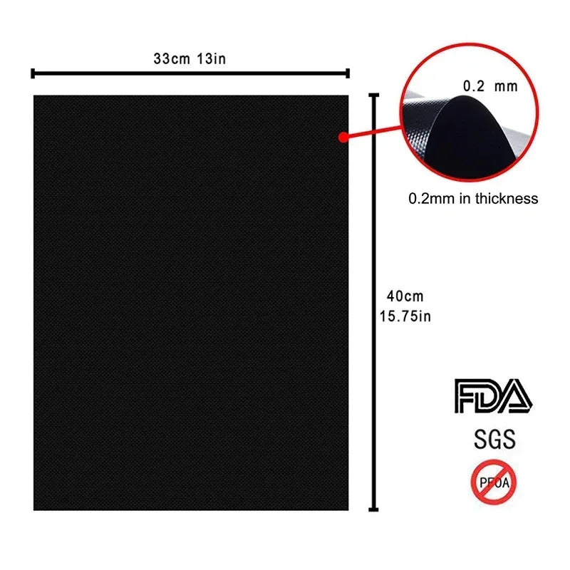 3/5pcs Reusable Non-Stick BBQ Grill Mat Pad Baking Sheet Portable Outdoor Picnic Cooking Barbecue Oven Tool Barbeque Accessories Qme