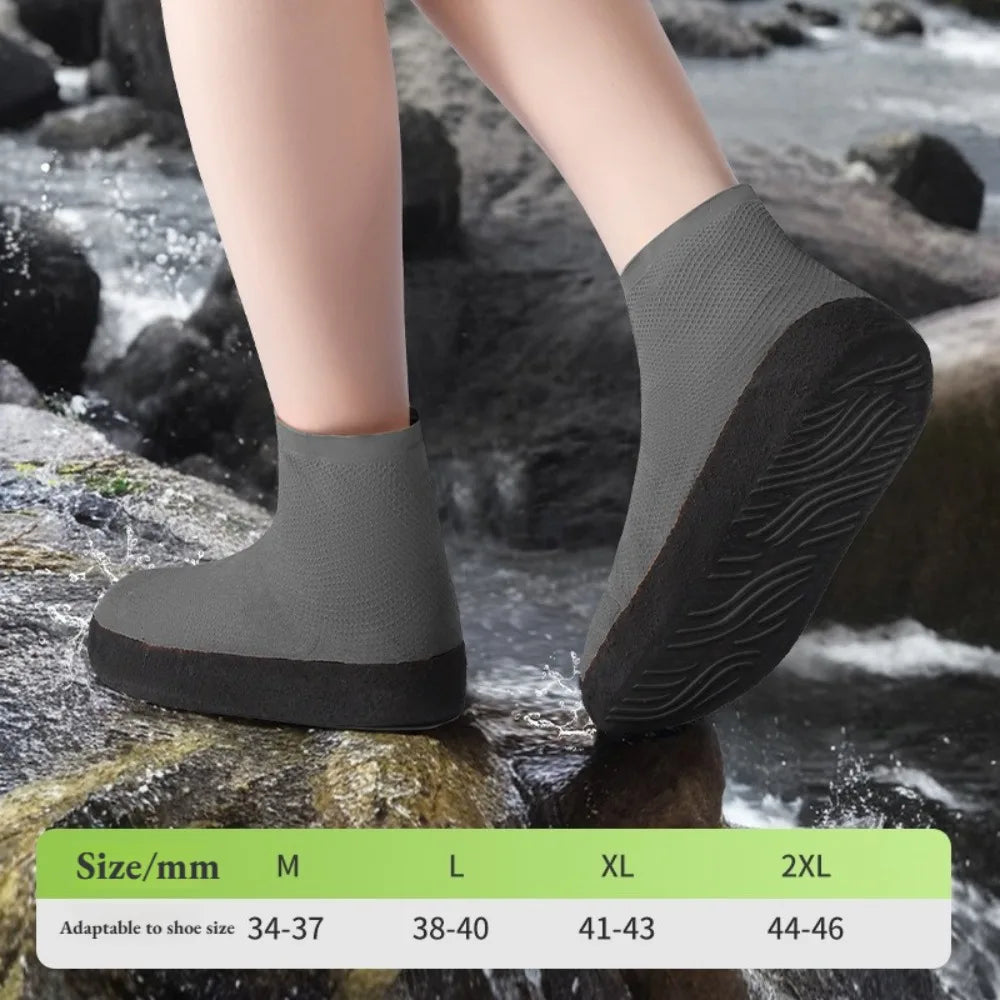 1 Pair Latex Waterproof Shoe Covers Anti-slip Reusable Outdoor Travel Qme