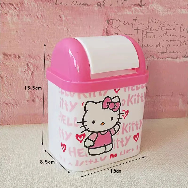 Hello Kitty Plastic Bathroom Trash Can, Household Storage Bin, Car Trash Can, Creative Living Room and Kitchen Trash Can Qme