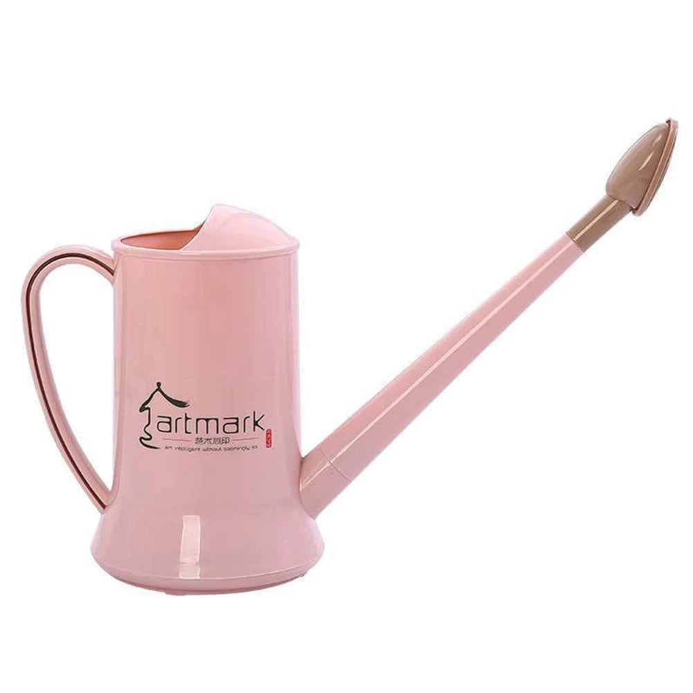 2L Watering Can with Long Spout Detachable Head Plastic Garden Watering Pot for Flower Plant Irrigation Indoor Outdoor Use Qme Pink