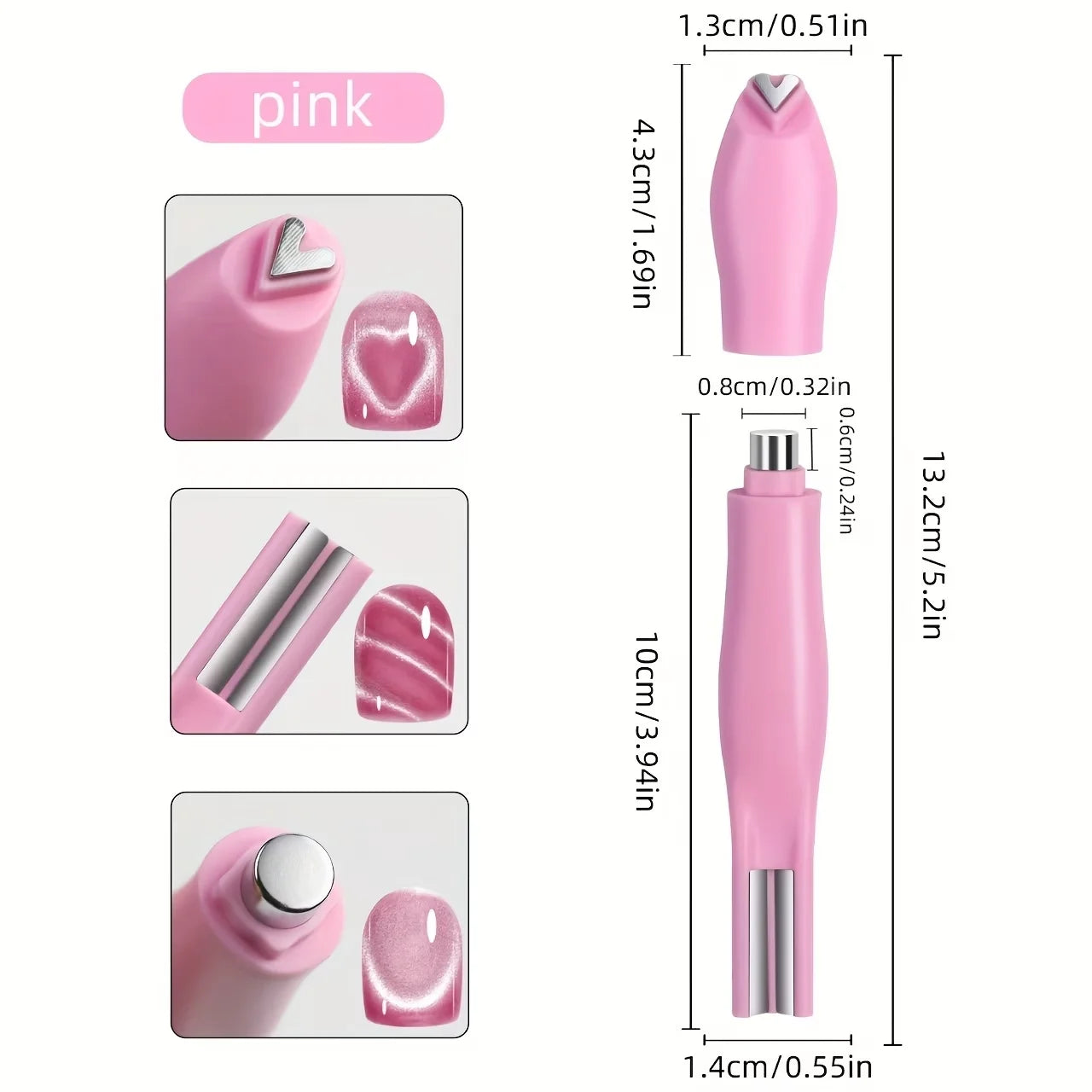3-in-1 Heart-shaped Multi-functional Cat-eye Nail Magnet Multiple Qme