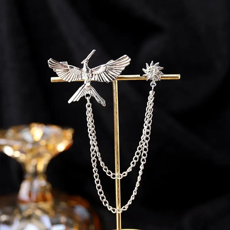 Creative Eagle Shaped Metal Chain Brooches Pin Man Suit Shirt Lapel Pin Women Jewelry Accessries Qme