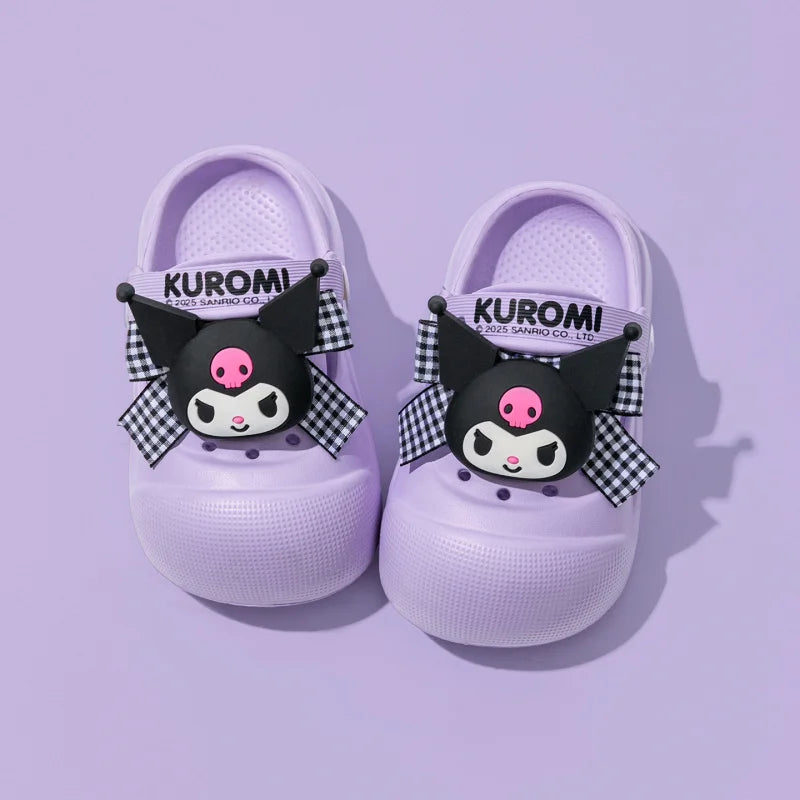 Hello Kitty Kuromi Slippers Student-Style Perforated Sandals Non-Slip Beach and Indoor Round-Toe Sandals Qme
