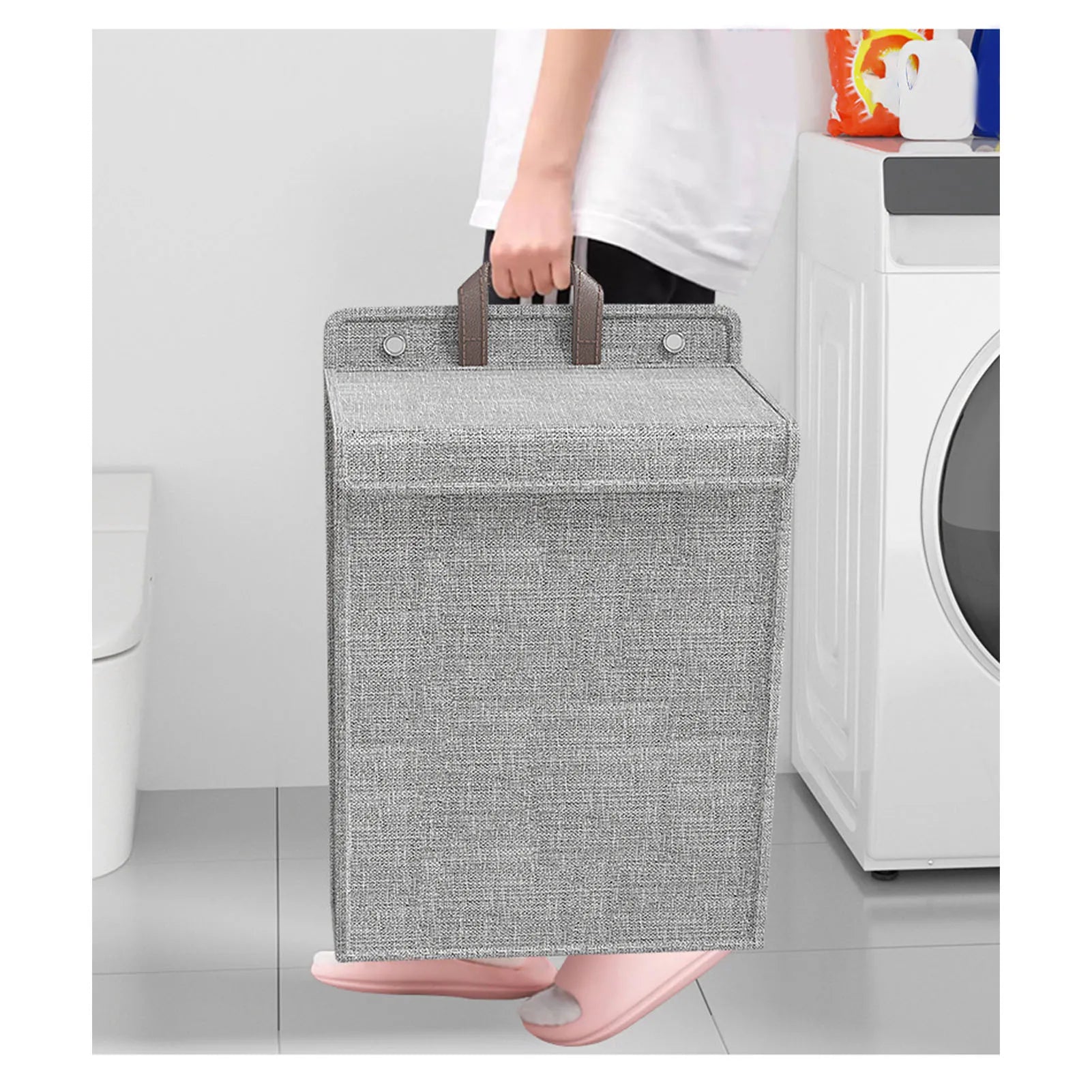 Wall Mounted Laundry Basket Large Capacity Dirty Clothes Storage Bag Space Saving Foldable Hamper for Dormitory Home Travel Qme
