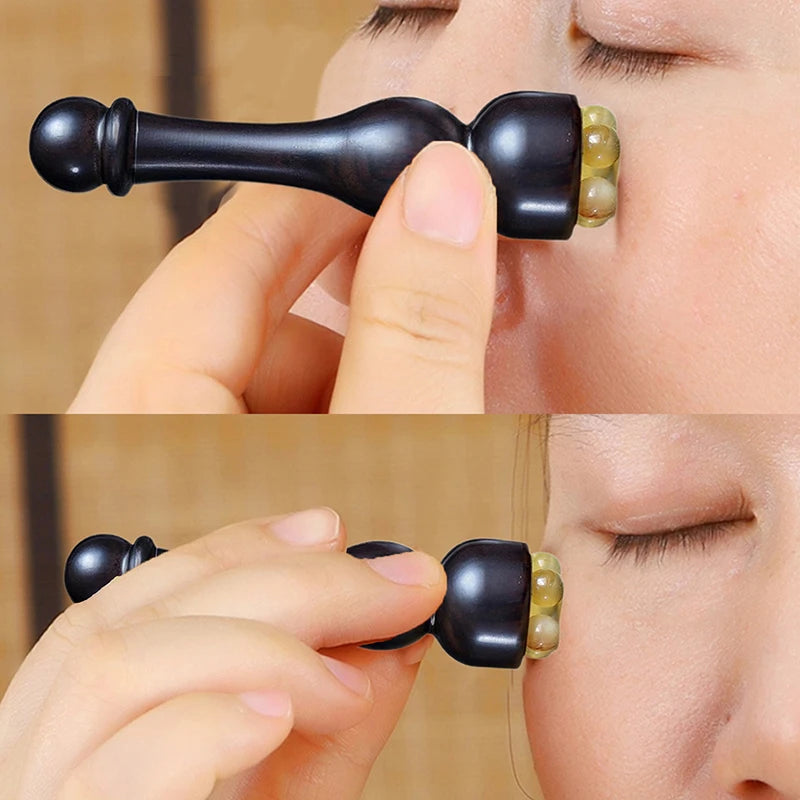 Sandalwood Eye Massage Stick Five Beads Lotus Seedpod Face Tools Gua Qme