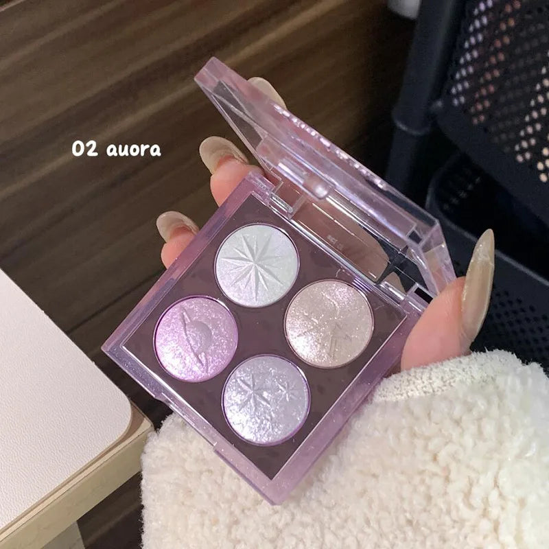 4-colors Planet Diamond Glitter Eyeshadow Palette Aurora Purple Qme 02Aurora