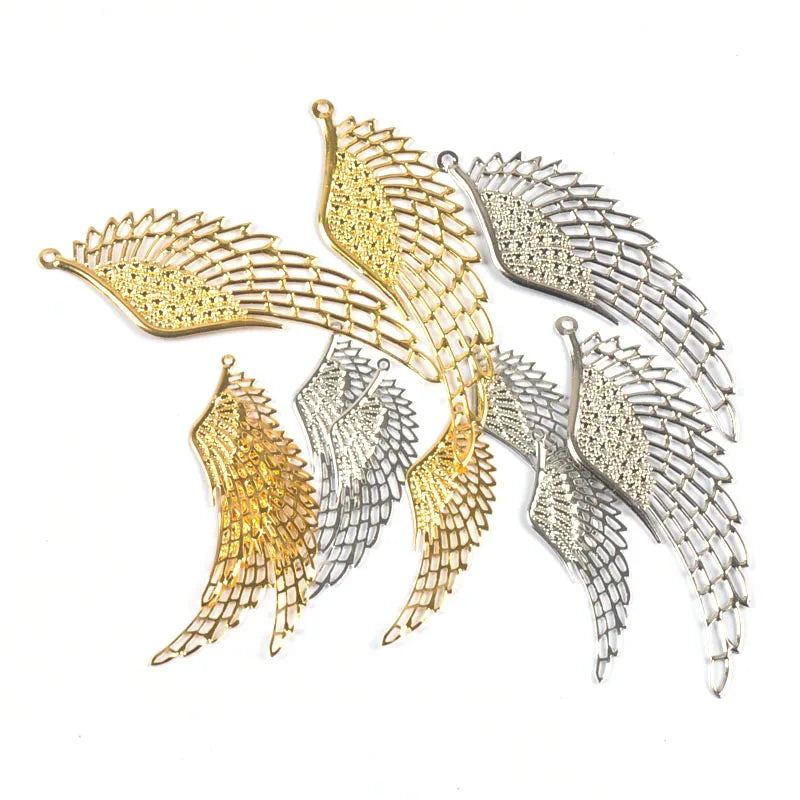 10Pcs Angel Wings Filigree Wraps Connectors For Making DIY Jewelry Accessories Findings Metal Crafts Scrapbook Home Decor yk0907 Qme