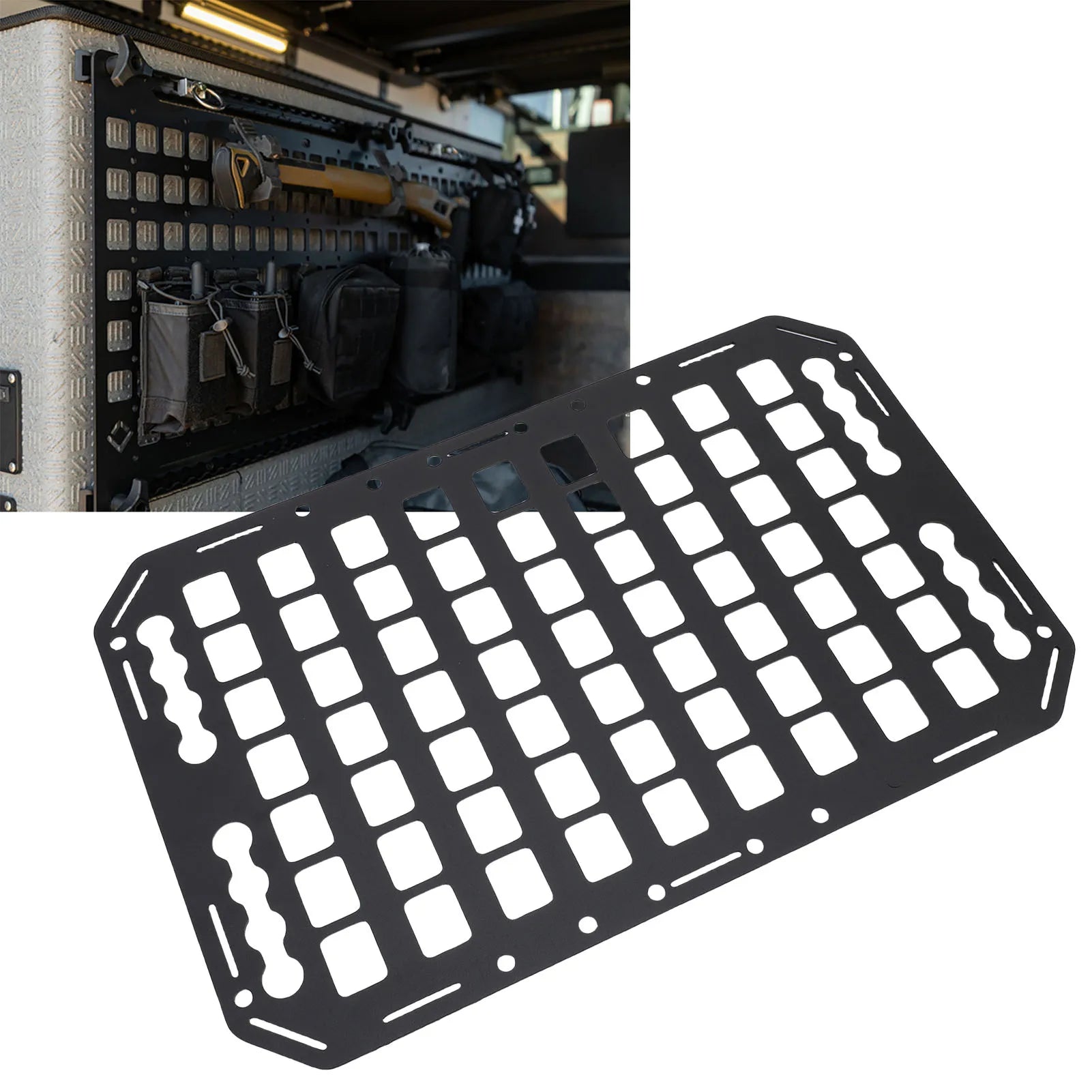 Truck Bed Molle Panel Aluminium Alloy Flexible Installation Neat Organization Truck Bed Storage Rack for Sedan for L Tracks Qme