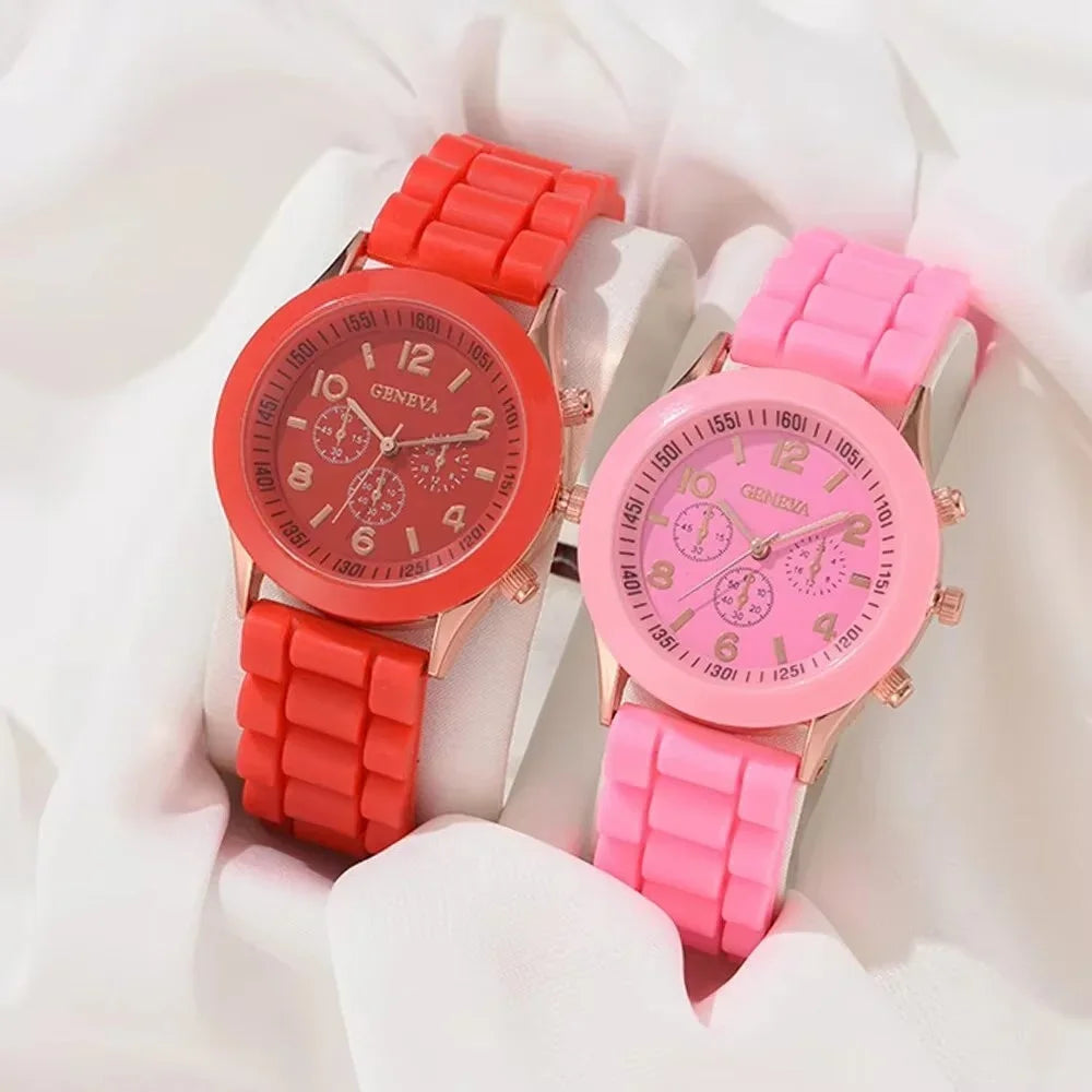 2026 2pcs silicone watch fashionable and beautiful colored jelly student sports women's sports watch Qme