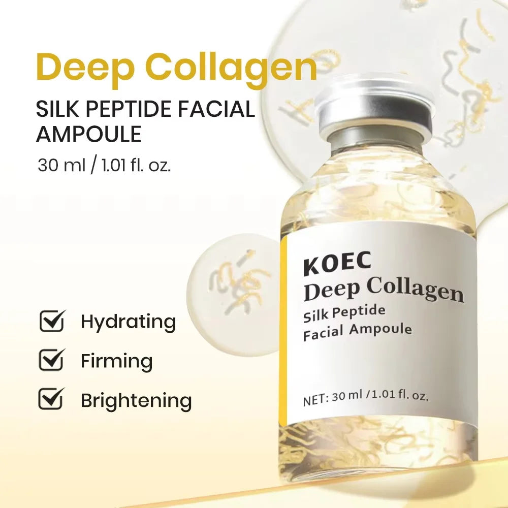 Korean Silk Collagen Essence Serum Deep Peptide Intensive Revitalizing Face Cream Anti-Wrinkle Firming Lifting Skin Care 40ml Qme
