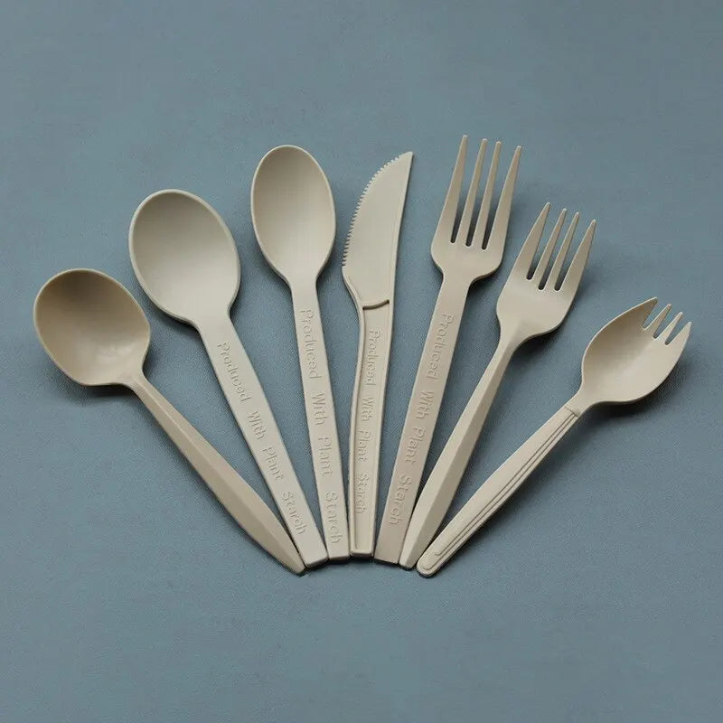 6-inch Corn Starch Spoon Thickened Environmentally Friendly Degradable Disposable Tableware Green Health Hygiene Spoons Durable Qme