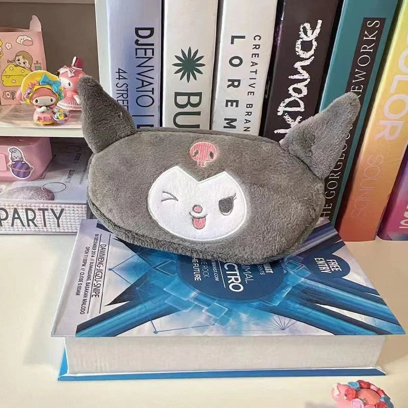 Sanrio KT Cat Plush Pencil Case High-value Cross Cute Bow Cartoon Qme Light Grey
