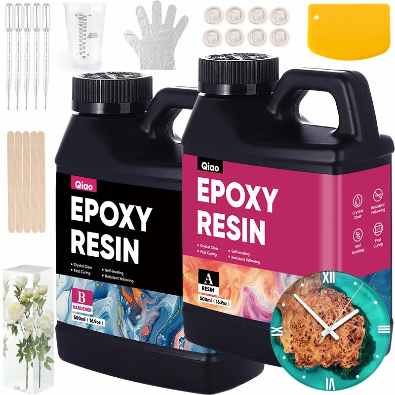 Crystal Clear Epoxy Resin Kit – Bubble-Free, Anti-Yellowing, 1:1 Easy Mix Epoxy Reisn for Resin Art, Casting & DIY Molds Qme