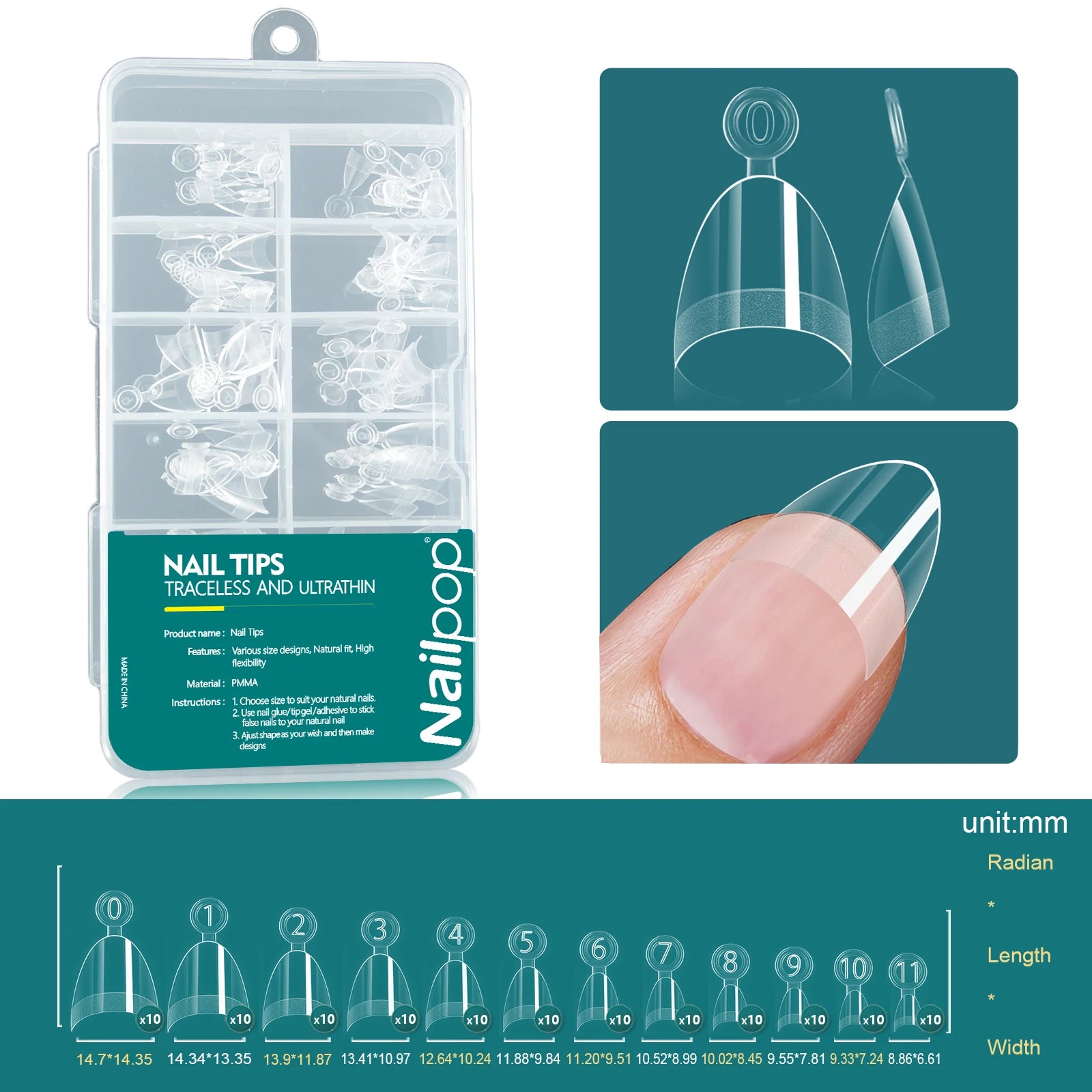 Nailpop Soft Gel Tips Nails Acrylic Material Half Almond Artificial Qme Almond 008-120pcs