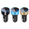 Cigarette Lighter Socket Dual USB 2 Port Cigarette Lighter Adapter 3.1A Super Fast Charging Aluminum Alloy Voltmeter LCD Display Qme Black