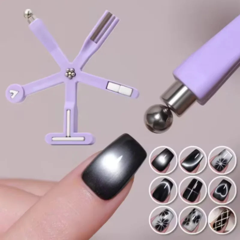 9 IN 1 Multi function Cat Eye Magnetic Stick Nail Magnet Board For Nail Gel Polish Line Strip Effect Magic Nail Art Tools Qme