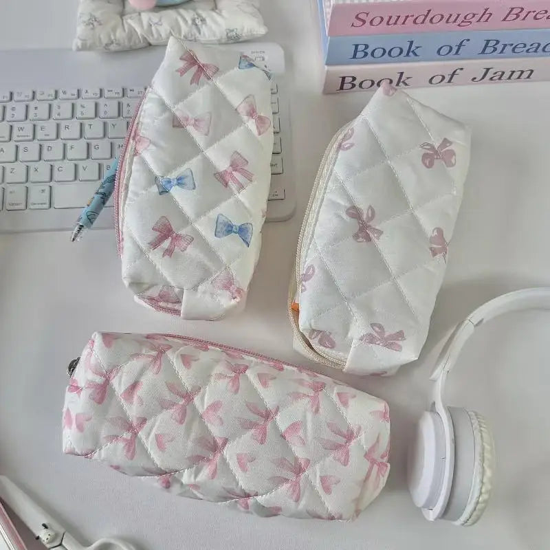 Cute Butterfly Knot Cherry Blossoms Pencil Case Large Capacity Qme
