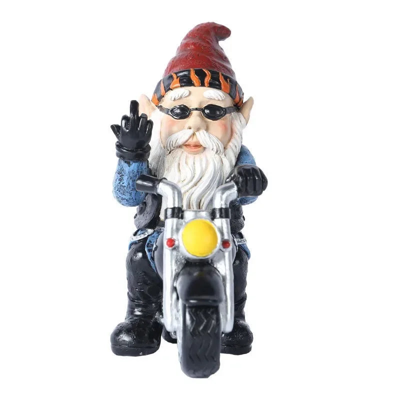 Gnome Dwarf Resin Home Garden Decoration Crafts Ornaments Biker Old Qme