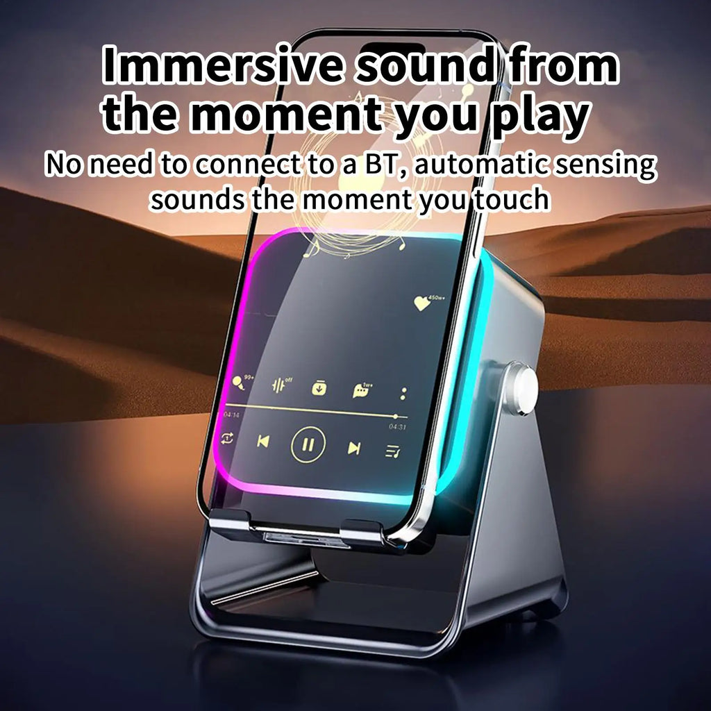 Induction Speaker For Cell Phone Audio Station Foldable with Light Phone Speaker Stand 10W for Home Office Travel Christmas Qme