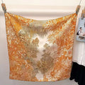 Silk Scarf Women Square Orange Luxury Big Floral Print Scarves Qme rg-6 One Size