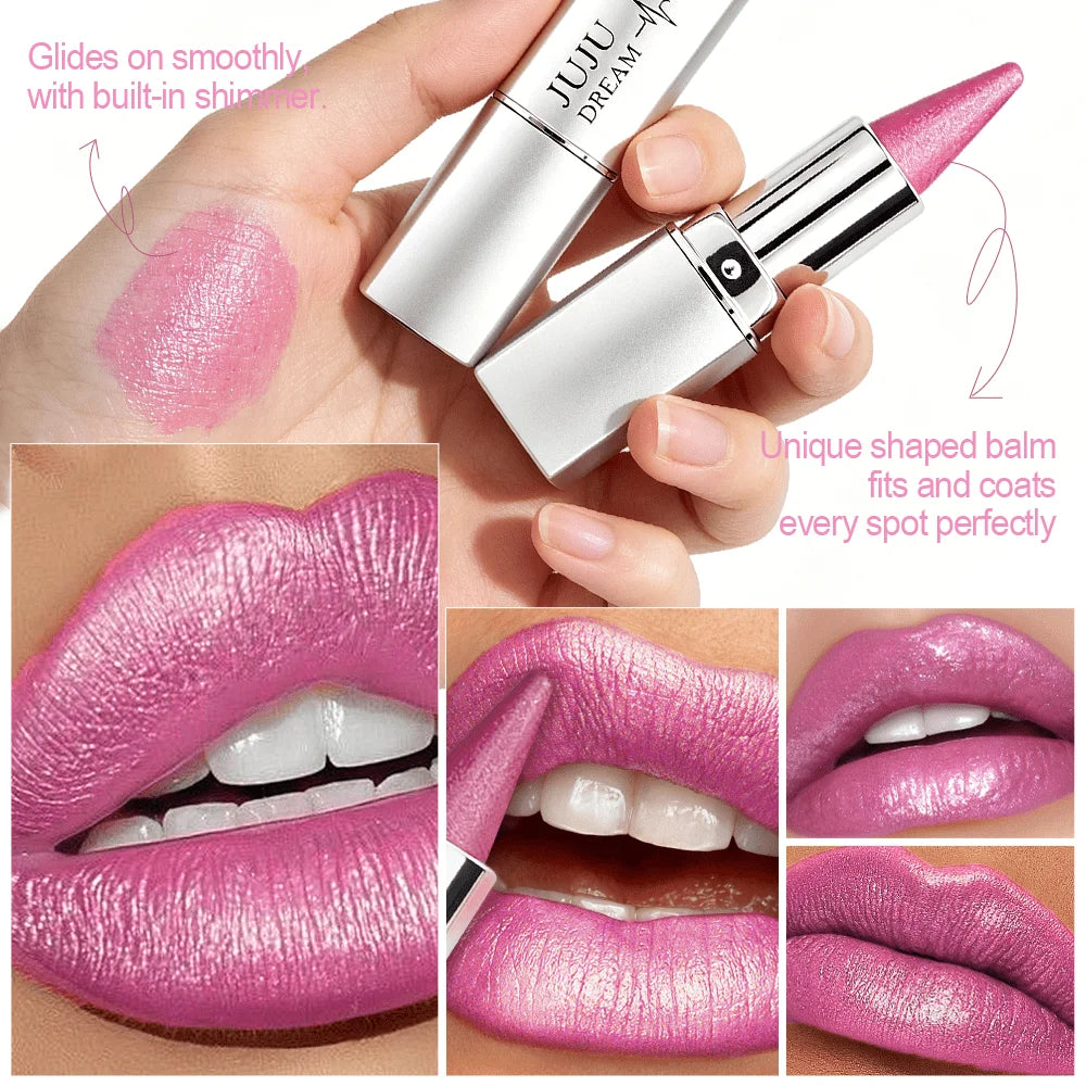 JUJU DREAM Sparkling Pink Lipstick High-shine Metallic Finish Smooth Qme