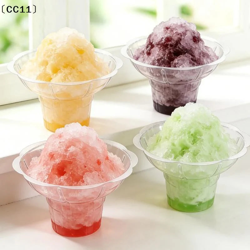 Transparent Shaved Ice Cups Flower Shaped Snow Cone Small Leak Proof Qme
