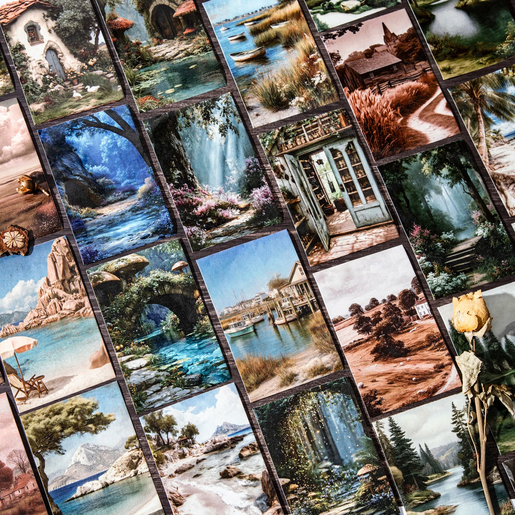 1roll Afternoon Countryside-themed Large-format Landscape Tape Ideal for background decoration, scrapbooking DIY collage sheets Qme