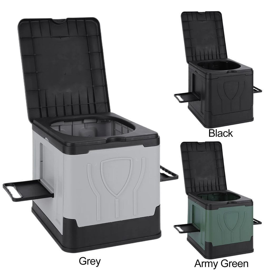 Folding Collapsible Toilet with Paper Holder & Lid Portable Potty Reusable for Adults Travel Outdoor Hiking Trips Beach Qme