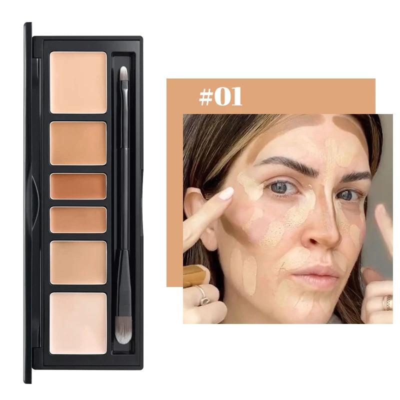 VERONNI 6 Colors Concealer Palette Full Coverage Waterproof Long Qme 01