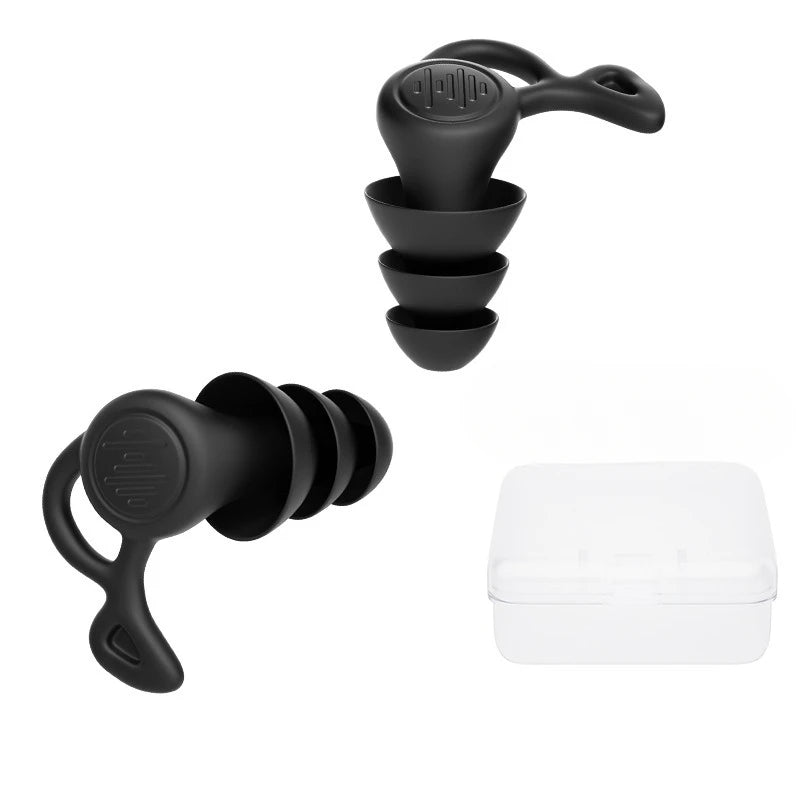 10PCS 3 Layer Anti Noise Silicone Reusable Earplugs - Waterproof for Swimming, Sleeping, Diving, Surf - Soft Comfort Ear Qme China Mainland Black