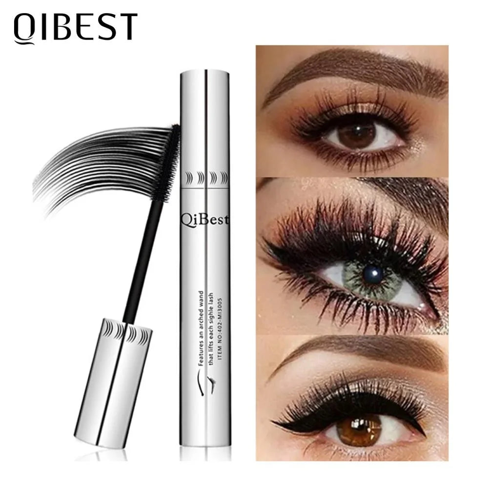 QIBEST 4D Silk Fiber Eyelash Mascara Waterproof Black Mascara For Eyelash Extension Thick Lift Lengthening Lasting Makeup Rimel Qme