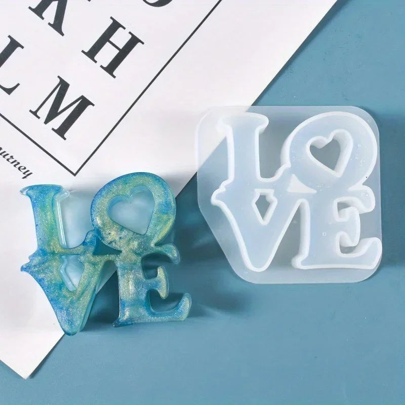 1Pc Love English Letters Aromatherapy Wax Pendant Silicone Molds DIY Gypsum Plaster Silicon Mould For Car Decoration Valentine Qme